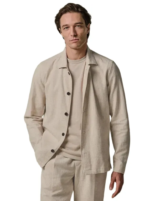 Beige Profuomo overshirt gemeleerd nette look