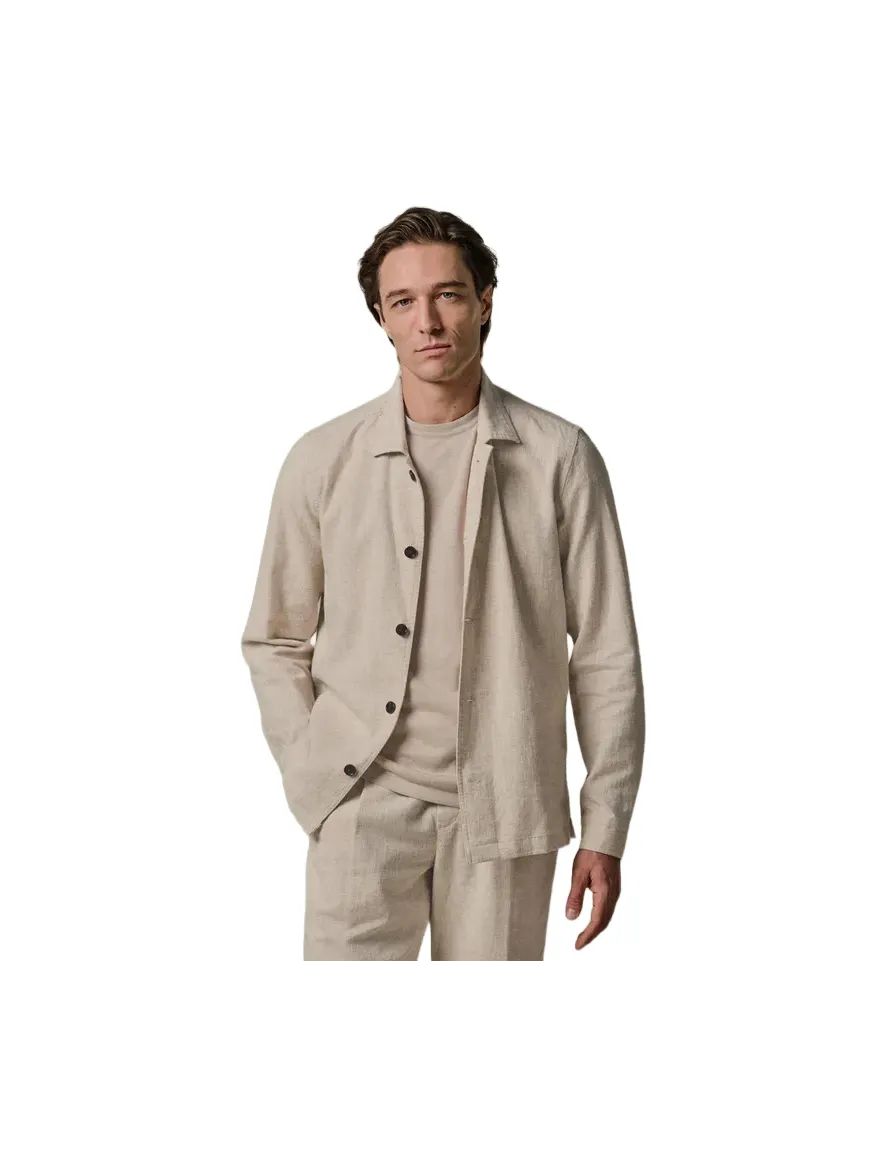 Overshirt beige Profuomo donkere knoop gemeleerd