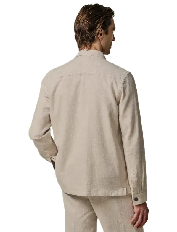 Beige Profuomo overshirt gemeleerd nette look