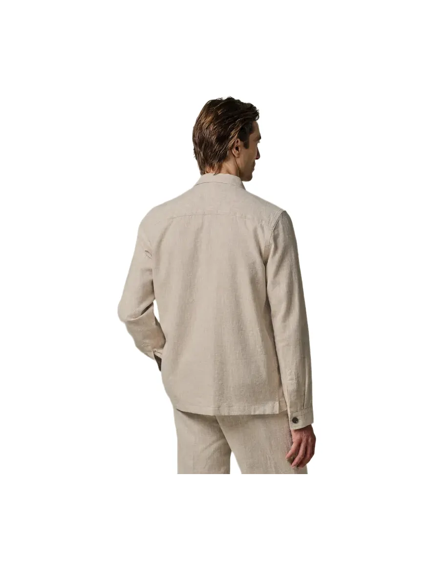 Overshirt beige Profuomo donkere knoop gemeleerd