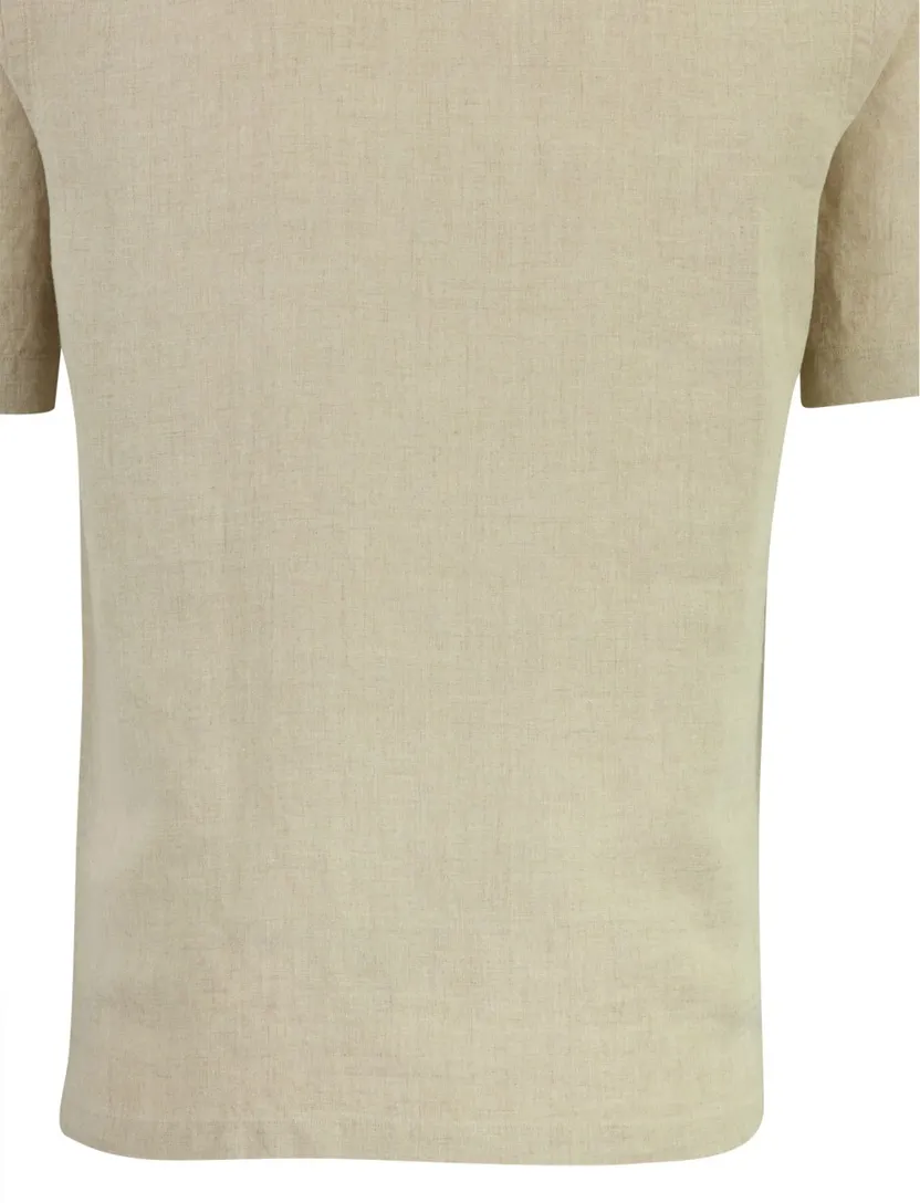 Overhemd Profuomo beige effen linnen zomer casual