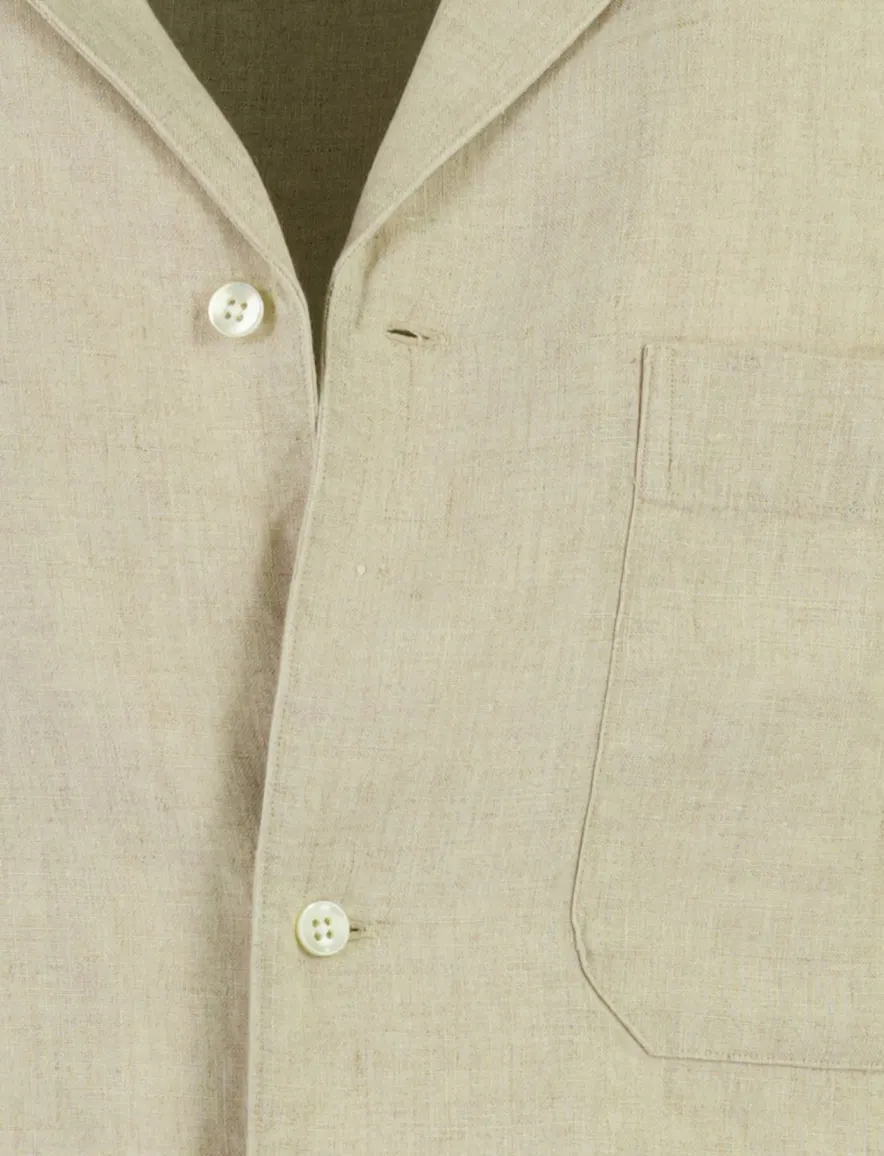 Profuomo overhemd beige linnen reverskraag