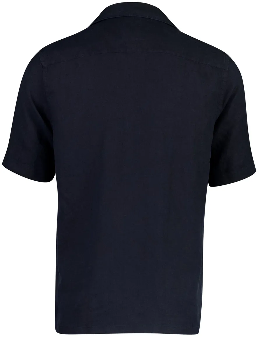 Overhemden Profuomo donkerblauw linnen normale fit