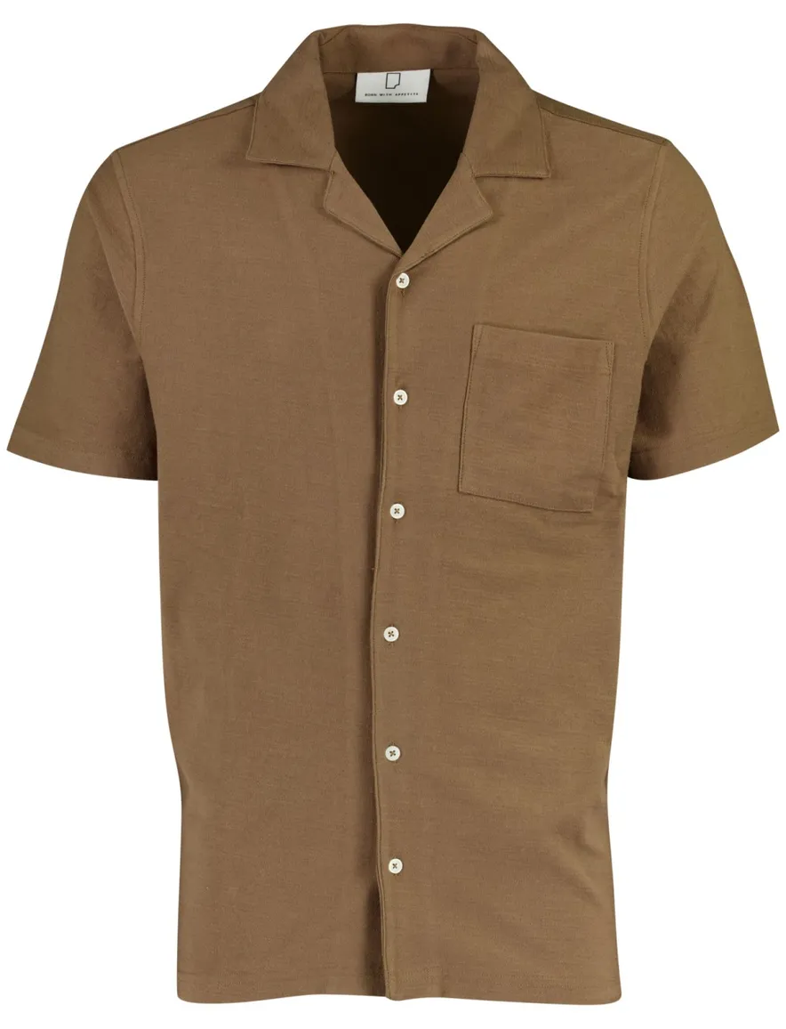 Poloshirt Born With Appetite khaki doorknoop structuur