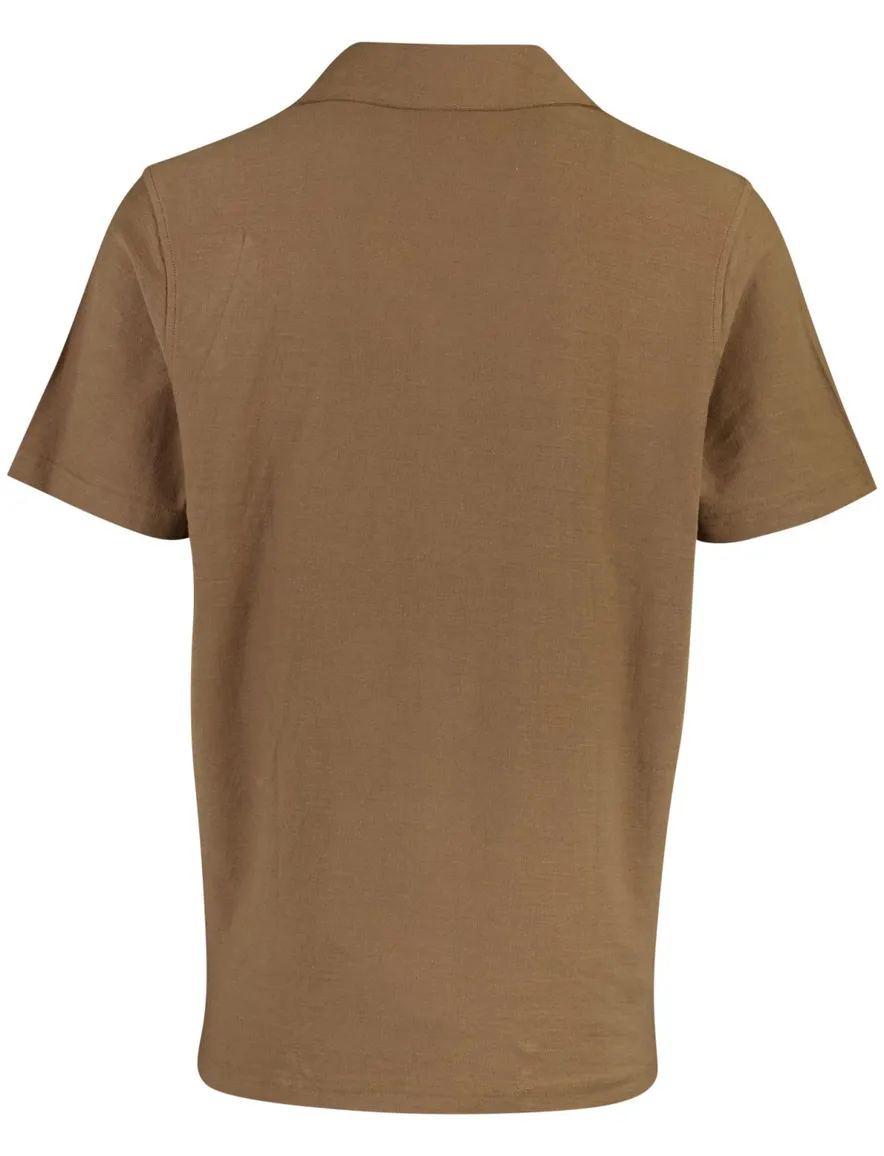Poloshirt Born With Appetite khaki doorknoop structuur