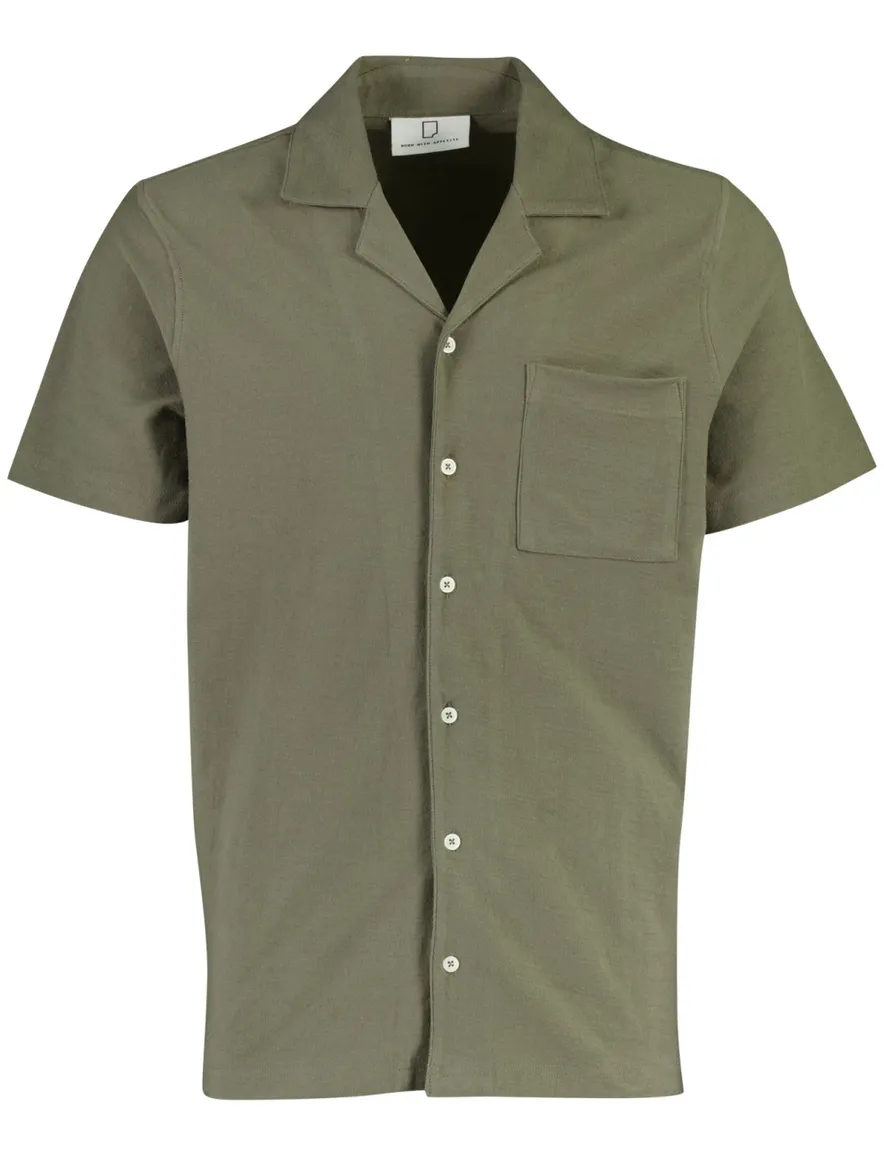 Olijfgroen poloshirt Born With Appetite doorknoop