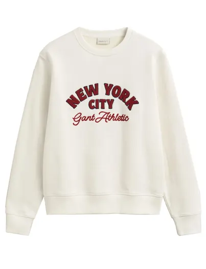 Gant Gant trui ronde hals creme met opdruk