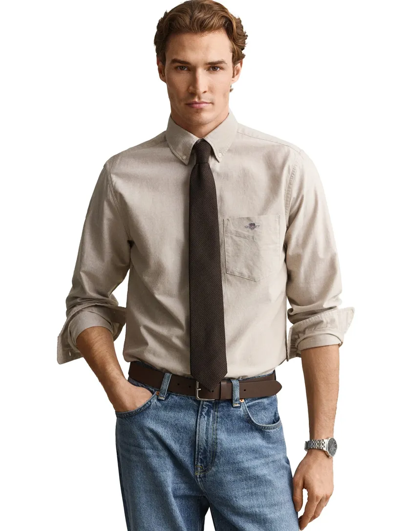 Overhemd Gant Regular Fit beige