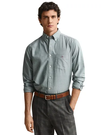 Gant Gant Regular Fit overhemd groen gemeleerd