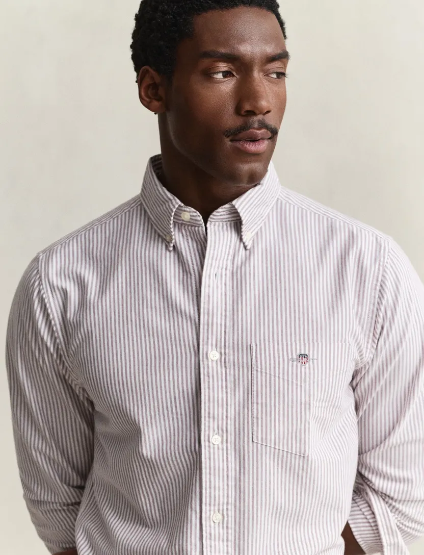 Gant Regular Fit overhemden bordeaux gestreept