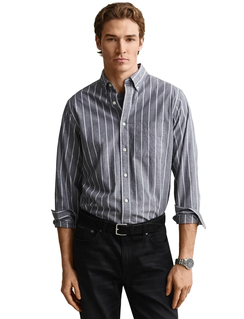 Overhemd Gant Regular Fit grijs