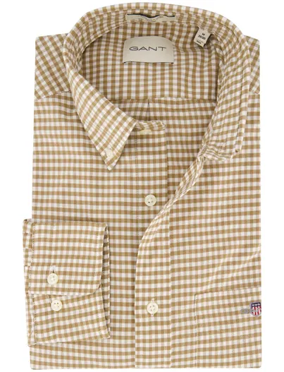 Gant Gant overhemd camel geruit