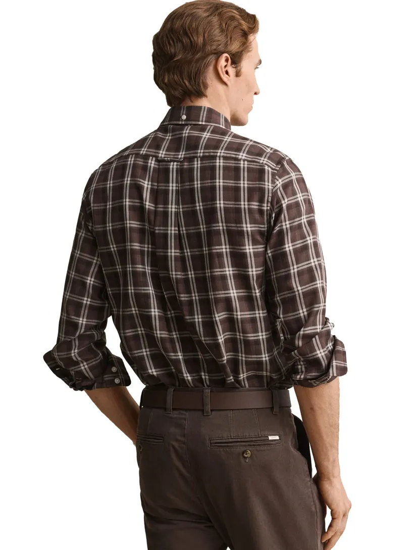 Overhemden Gant Regular Fit bruin keperstof