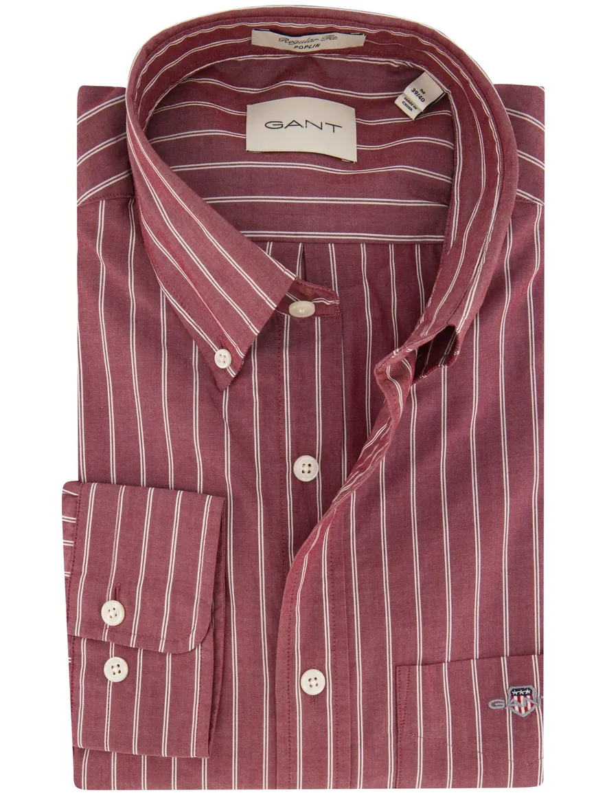 Gant overhemd bordeaux gestreept