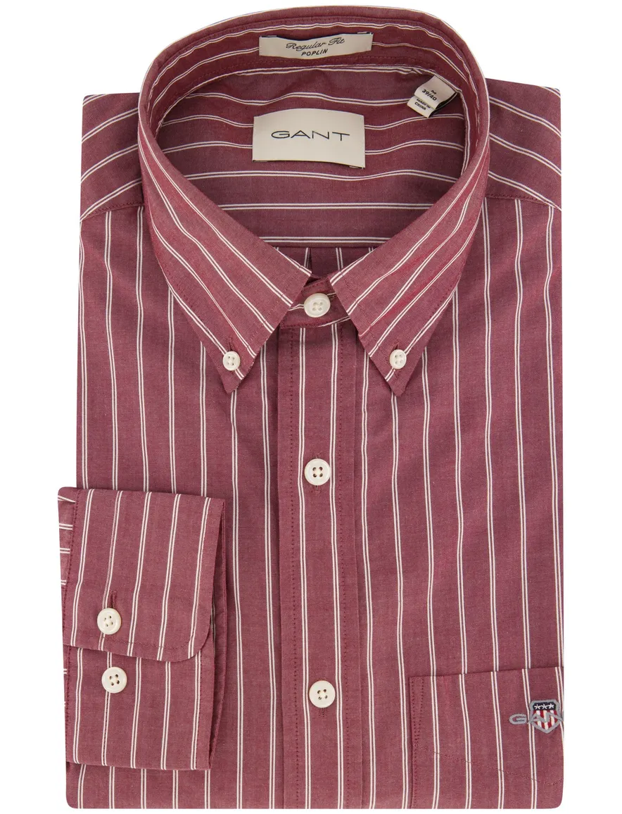 Gant overhemd bordeaux gestreept