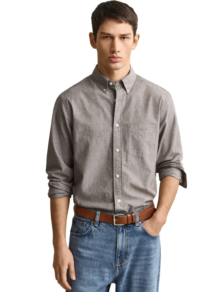 Gant overhemd khaki effen