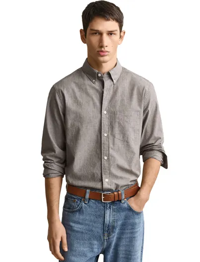 Gant Overhemden Gant Regular Fit beige biologisch katoen
