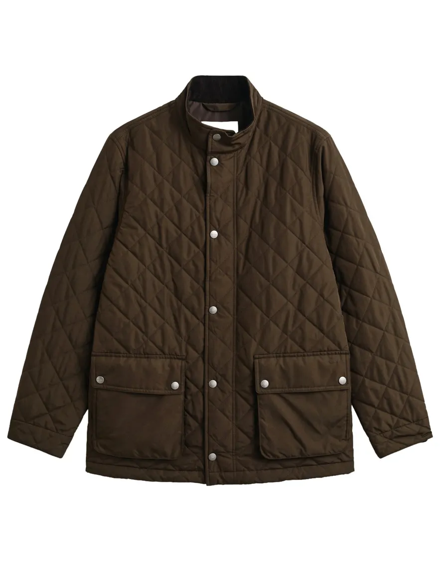 Gant Regular Fit quilted jacket bruin waterafstotend