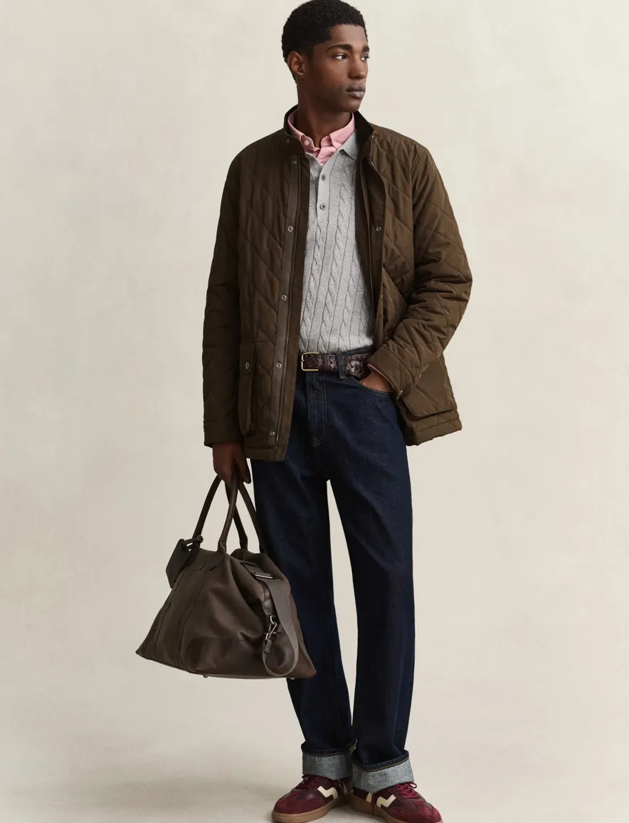 Gant Regular Fit quilted jacket bruin waterafstotend