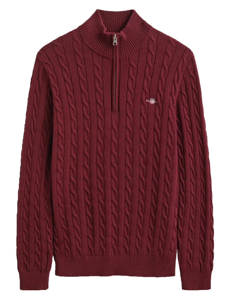Gant Regular Fit half zip trui bordeaux