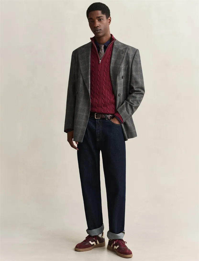 Trui Gant Regular Fit bordeaux half zip