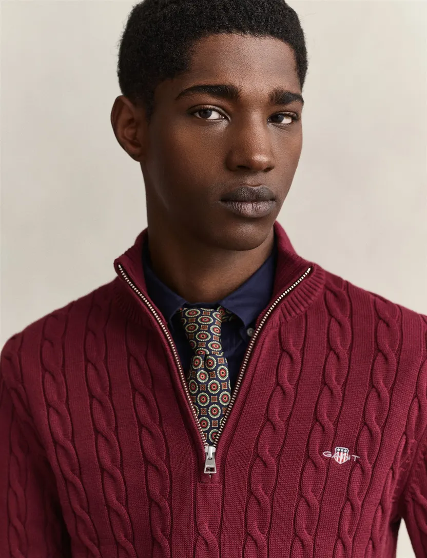 Trui Gant Regular Fit bordeaux half zip