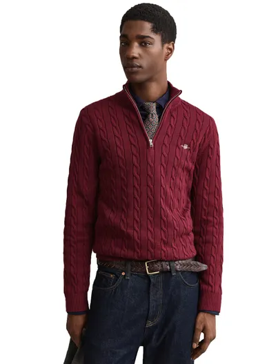Gant Trui Gant Regular Fit bordeaux half zip