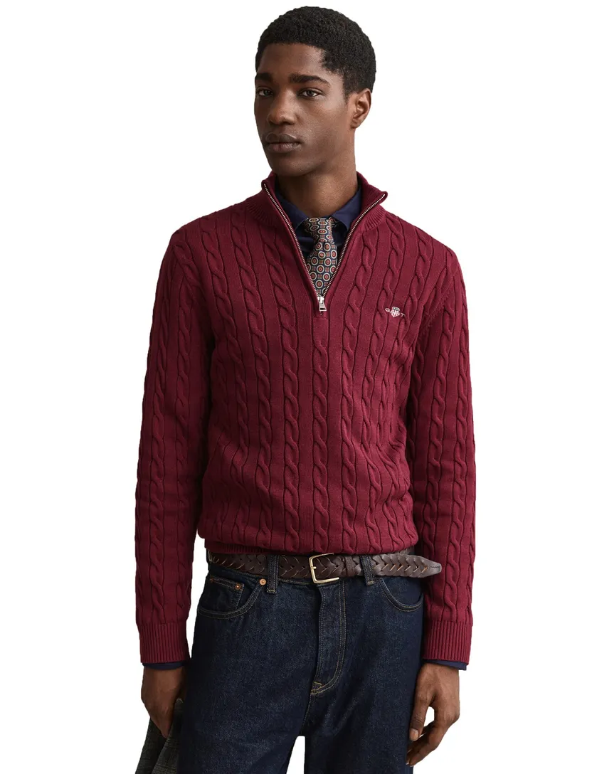 Trui Gant Regular Fit bordeaux half zip