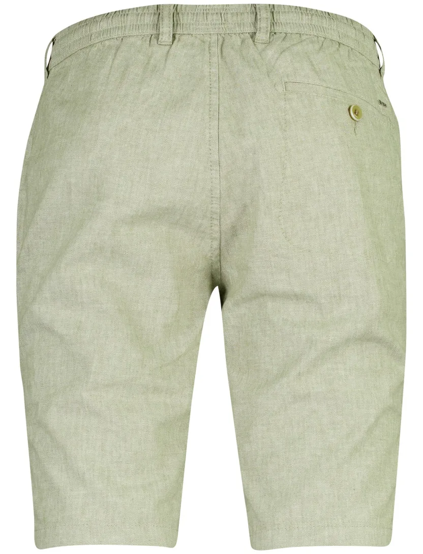 Brax shorts groen gemêleerd katoen linnen