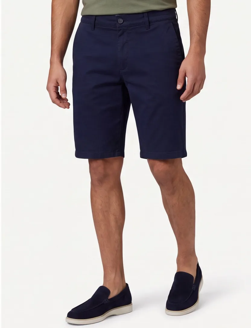 Brax chino shorts donkerblauw katoen elastaan