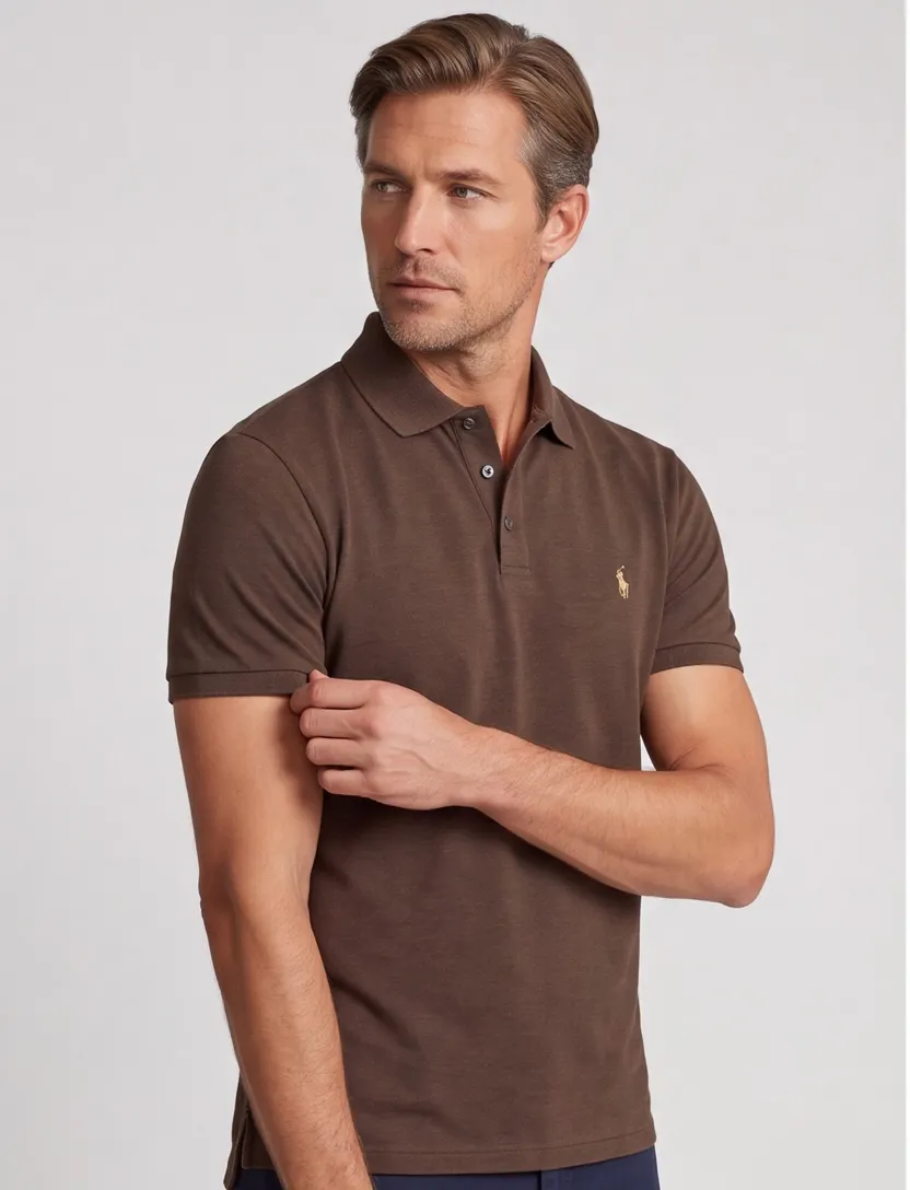 Poloshirt Polo Ralph Lauren Custom Slim Fit bruin