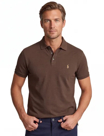 Polo Ralph Lauren Poloshirt Polo Ralph Lauren Custom Slim Fit bruin