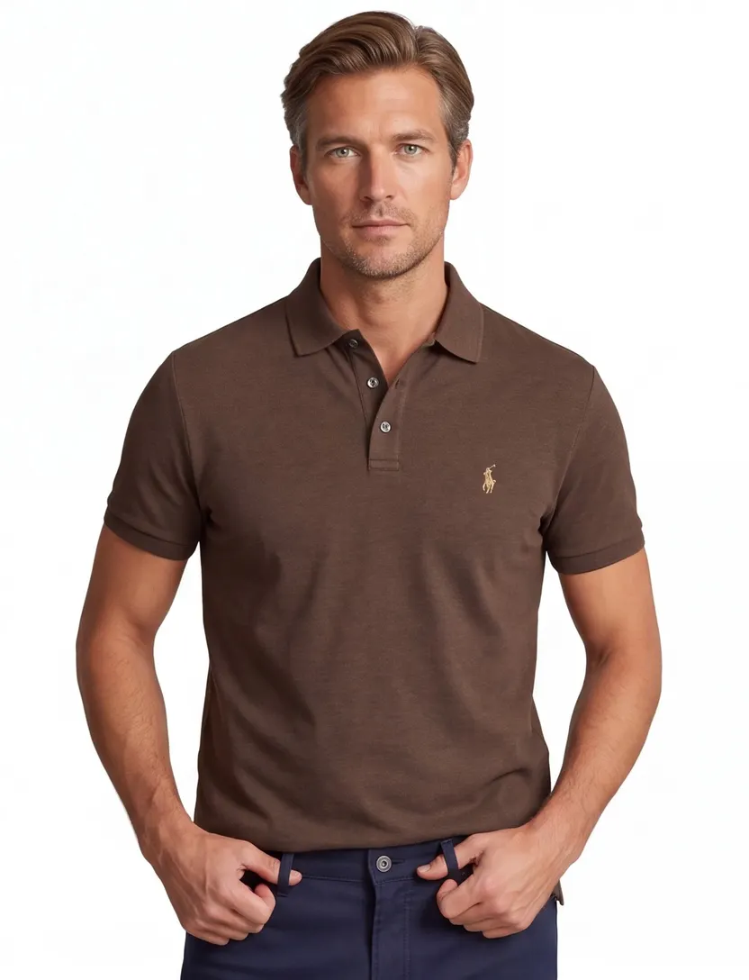 Poloshirt Polo Ralph Lauren Custom Slim Fit bruin