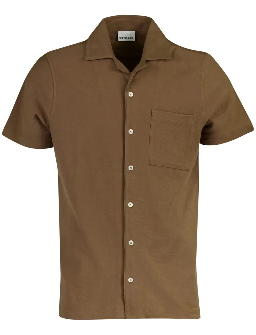 Poloshirt doorknoop polo Supply & Co bruin wijde fit