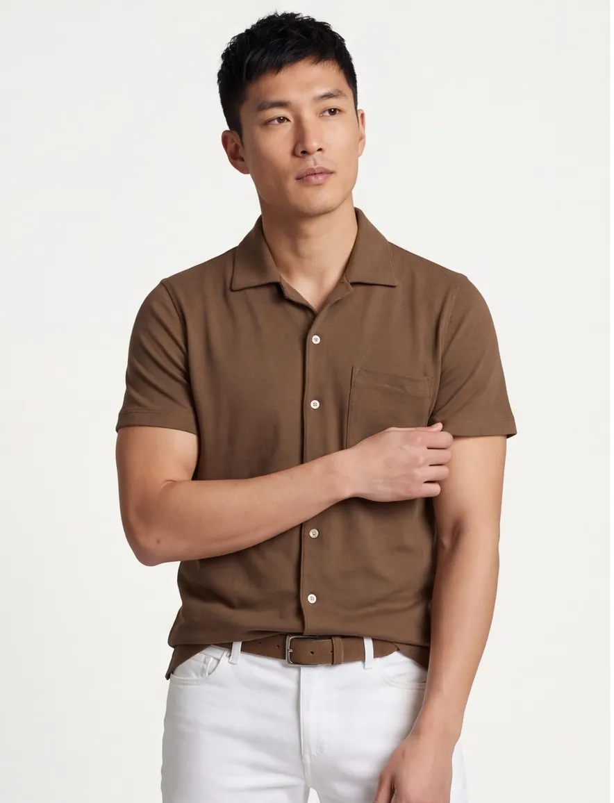 Supply & Co poloshirt bruin wijde fit