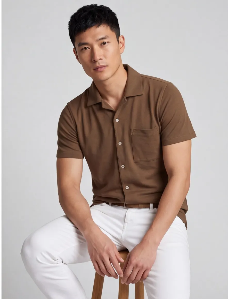 Supply & Co poloshirt bruin wijde fit