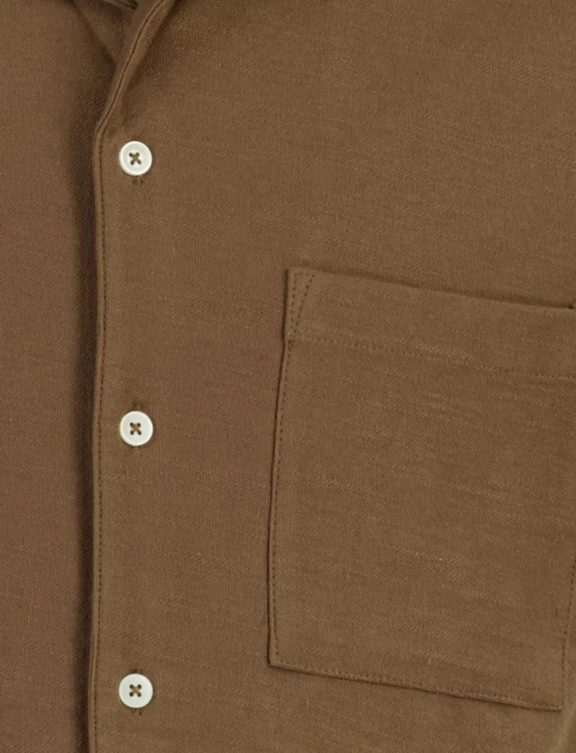Poloshirt doorknoop polo Supply & Co bruin wijde fit