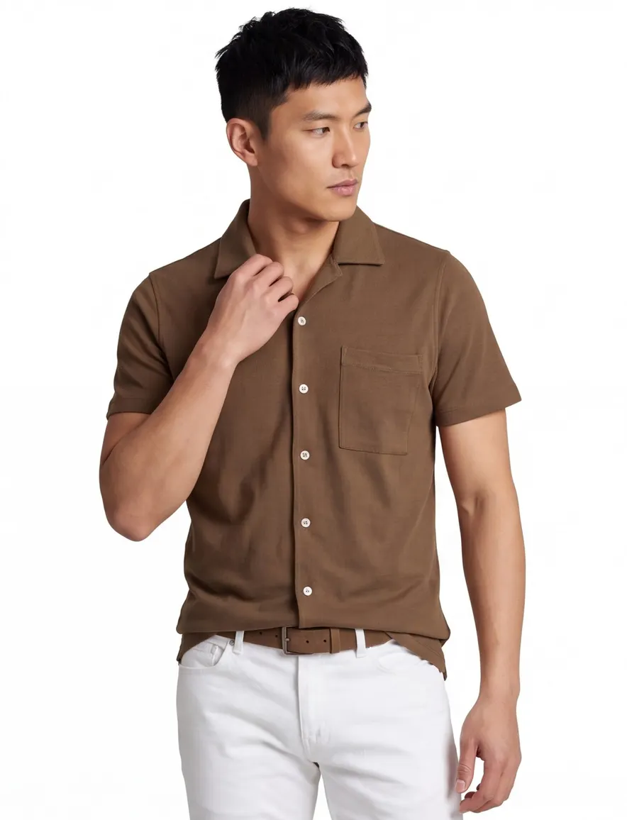 Supply & Co poloshirt bruin wijde fit