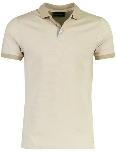 Scotland Blue Poloshirt Scotland Blue camel gestreept v-hals