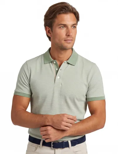 Scotland Blue Poloshirt Scotland Blue groen gestreept katoen