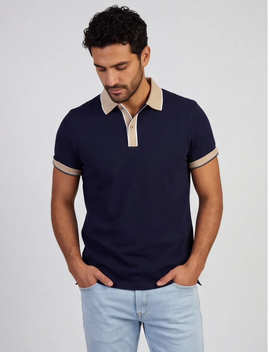 Scotland Blue poloshirt v-hals donkerblauw