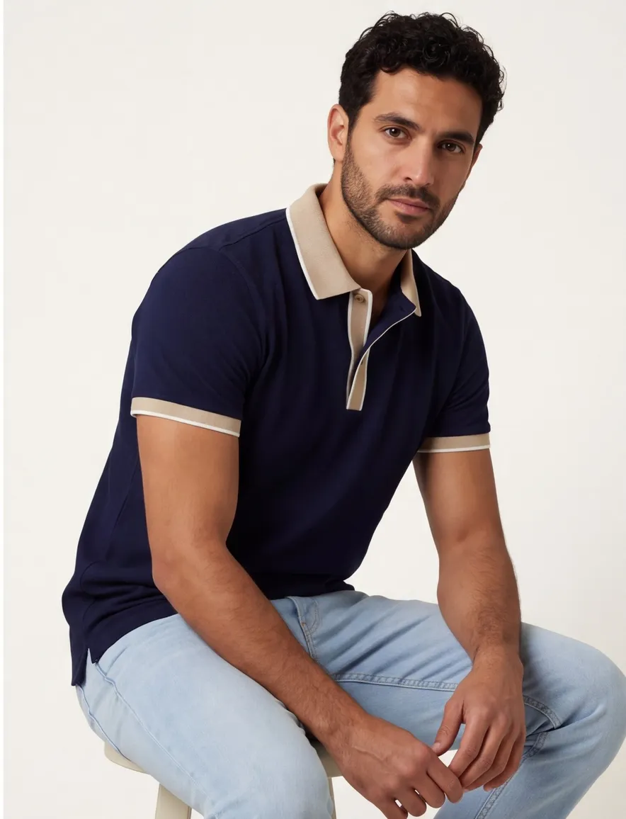 Scotland Blue poloshirt v-hals donkerblauw