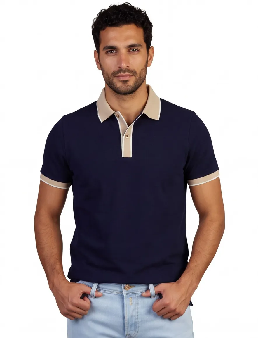Scotland Blue poloshirt v-hals donkerblauw