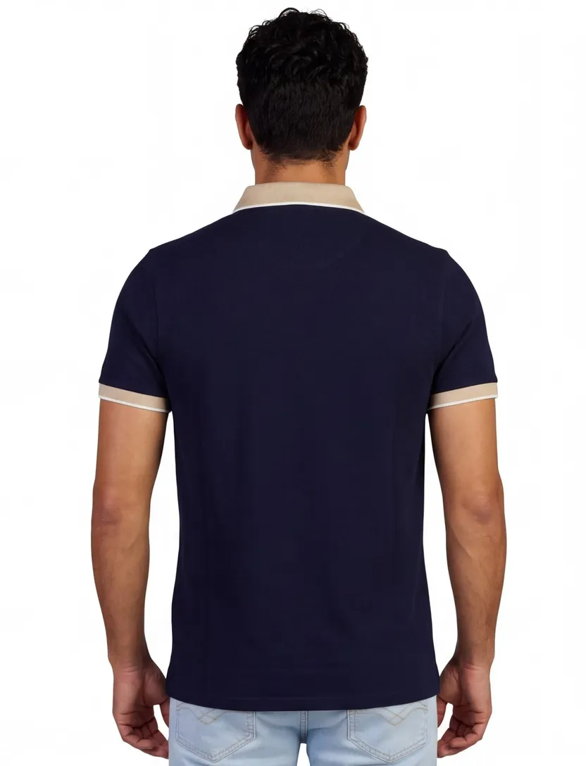 Poloshirt Scotland Blue donkerblauw V-hals piqué