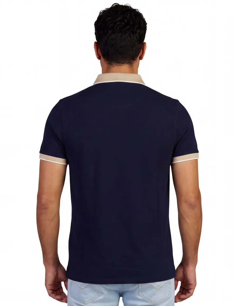 Scotland Blue poloshirt v-hals donkerblauw