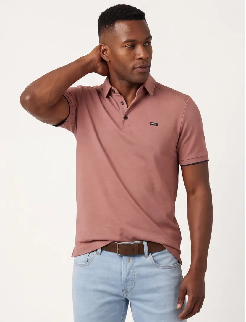 Poloshirt Vanguard oranje katoen polyester stretch normale fit