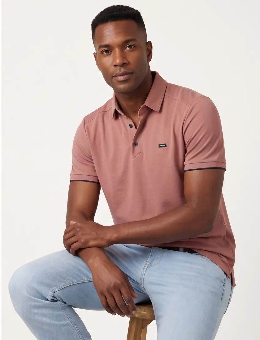 Poloshirt Vanguard oranje katoen polyester stretch normale fit