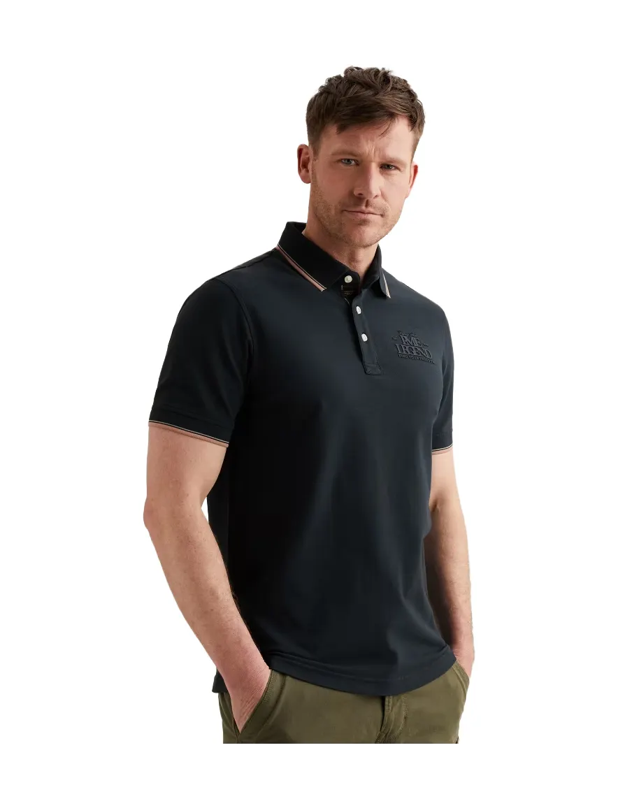 PME Legend poloshirt donkerblauw pique effen