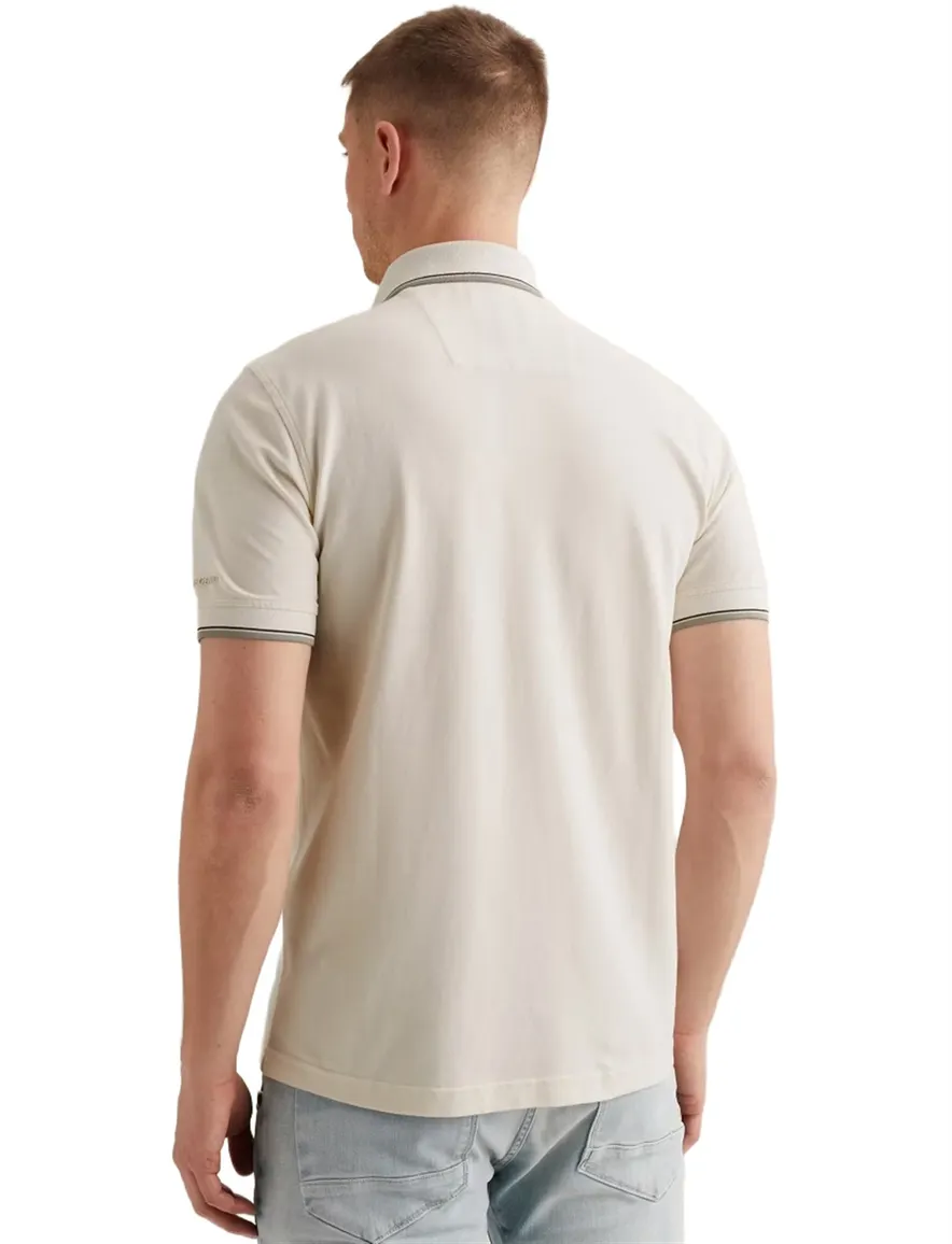 PME Legend poloshirt crème lichtgroen piqué