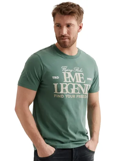 PME Legend PME Legend T shirt turquoise jersey met opdruk